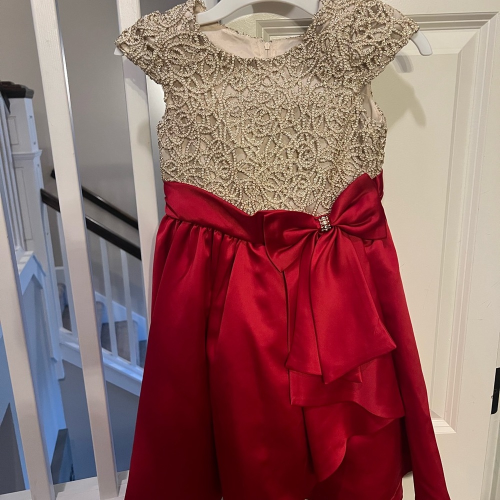 Rare Editions Red and Gold Formal Kids Dress